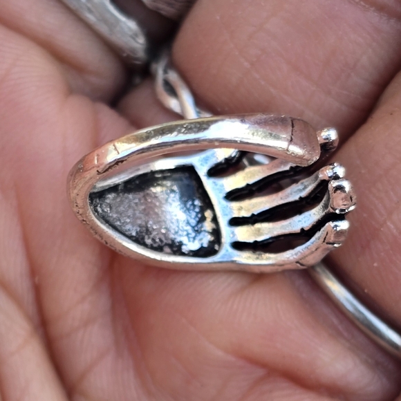 Skeleton hand wrap bypass ring stamped 925 sterling plated - Picture 11 of 16